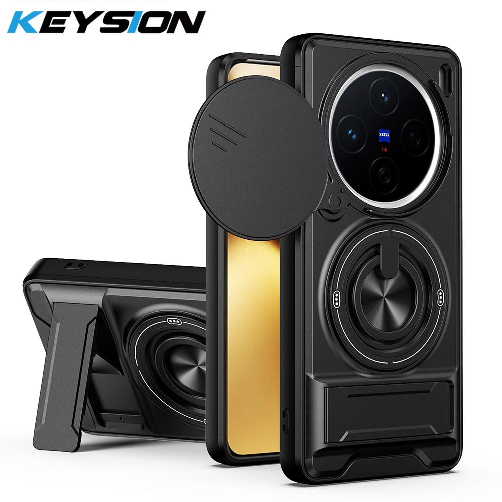 KEYSION Custodia Magnetica per Telefono per VIVO X200 Pro 5G Protezione Fotocamera a Scorrimento Supporto Verticale Anello a 360° Cover Antiurto per VIVO X200