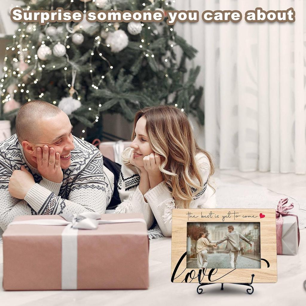 Best Is Yet To Come Love Picture Frame, 4X6 Wooden Photo Frame With Iron Stand, Wedding & Engagement Gifts