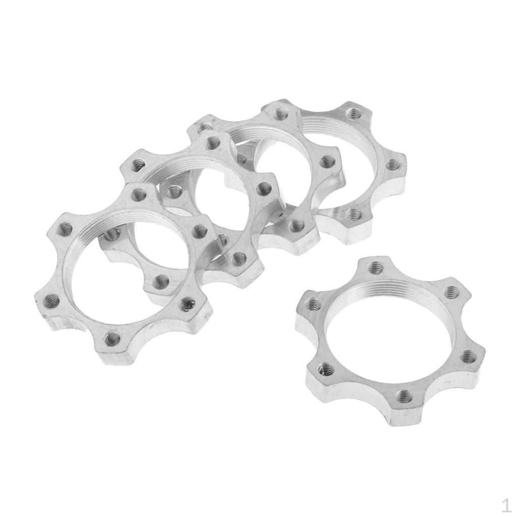 5Pcs Bike Freewheel Threaded Hubs Disk,Flange Adapter Bicycle Disk Rotor Hub Nut