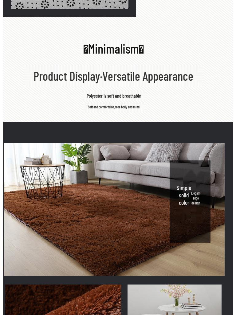 Long Pile Silk Wool Carpet - Full Coverage Bedroom and Living Room Rug, Solid Color
