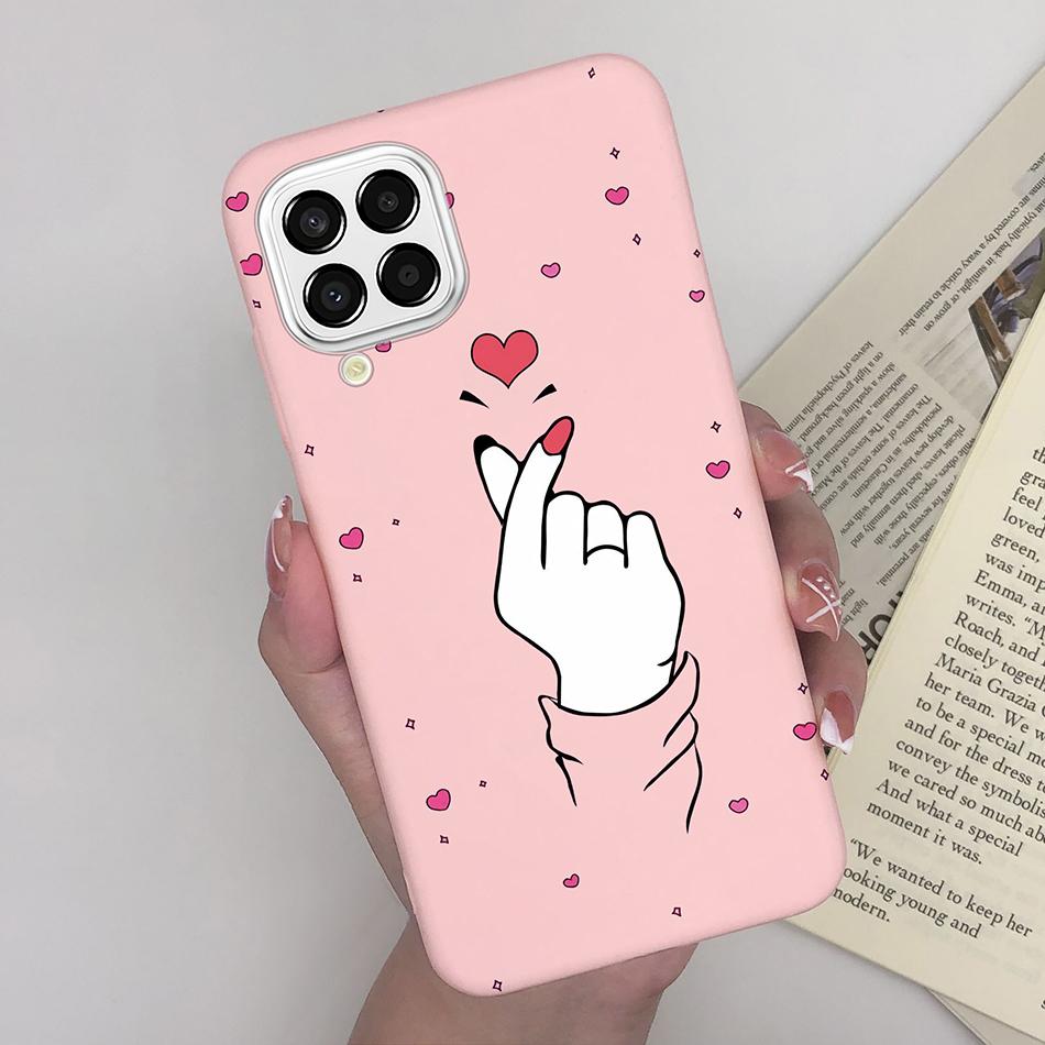 For Samsung Galaxy M33 5G Case Heart Cartoon Silicone Matte Shockproof Phone Cover For SamsungM33 GalaxyM33 M 33 Funda Shell TPU