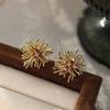 1 Pair Dandelion Shape Stud Earrings for Women, Tiny Flower Rhinestone Earrings, Minimalist Jewelry Gifts