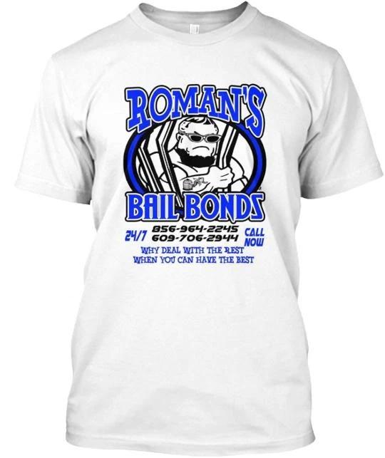 

Roman s Bail Bonds Tee 100% Cotton T-shirt Mens Tees Top Made in the USA T-Shirt Tee Top Unisex L