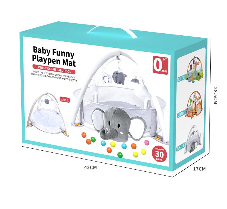 Elefant Baby-Laufstall mit Bällenbad & Krabbelmatte - Spielzeug & Geschenke für 0-3 Jahre