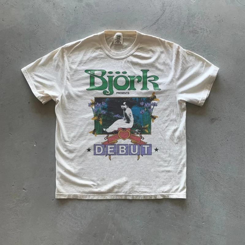 Bjork Retro Unisex T-shirt Women s T-shirt Summer New Retro Unisex Casual Fashion Cotton T-shirt S
