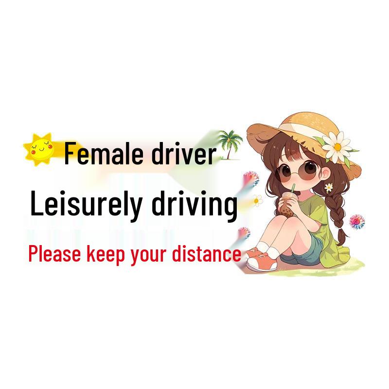 Female Driver Caution: Please Keep Distance – Rear Window Car Sticker