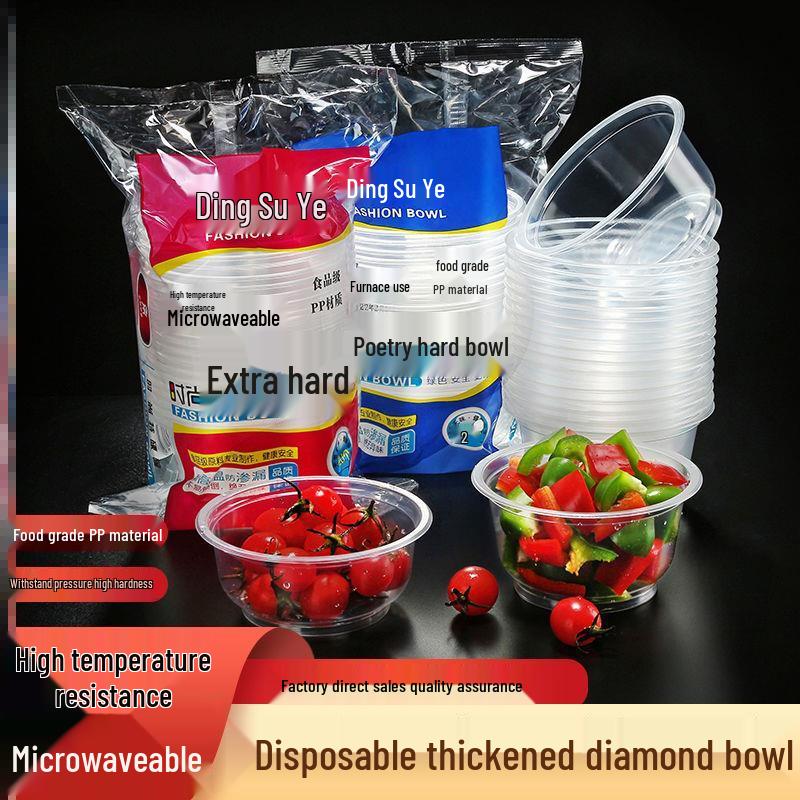 Disposable Thickened Round Plastic Bowls with Lids