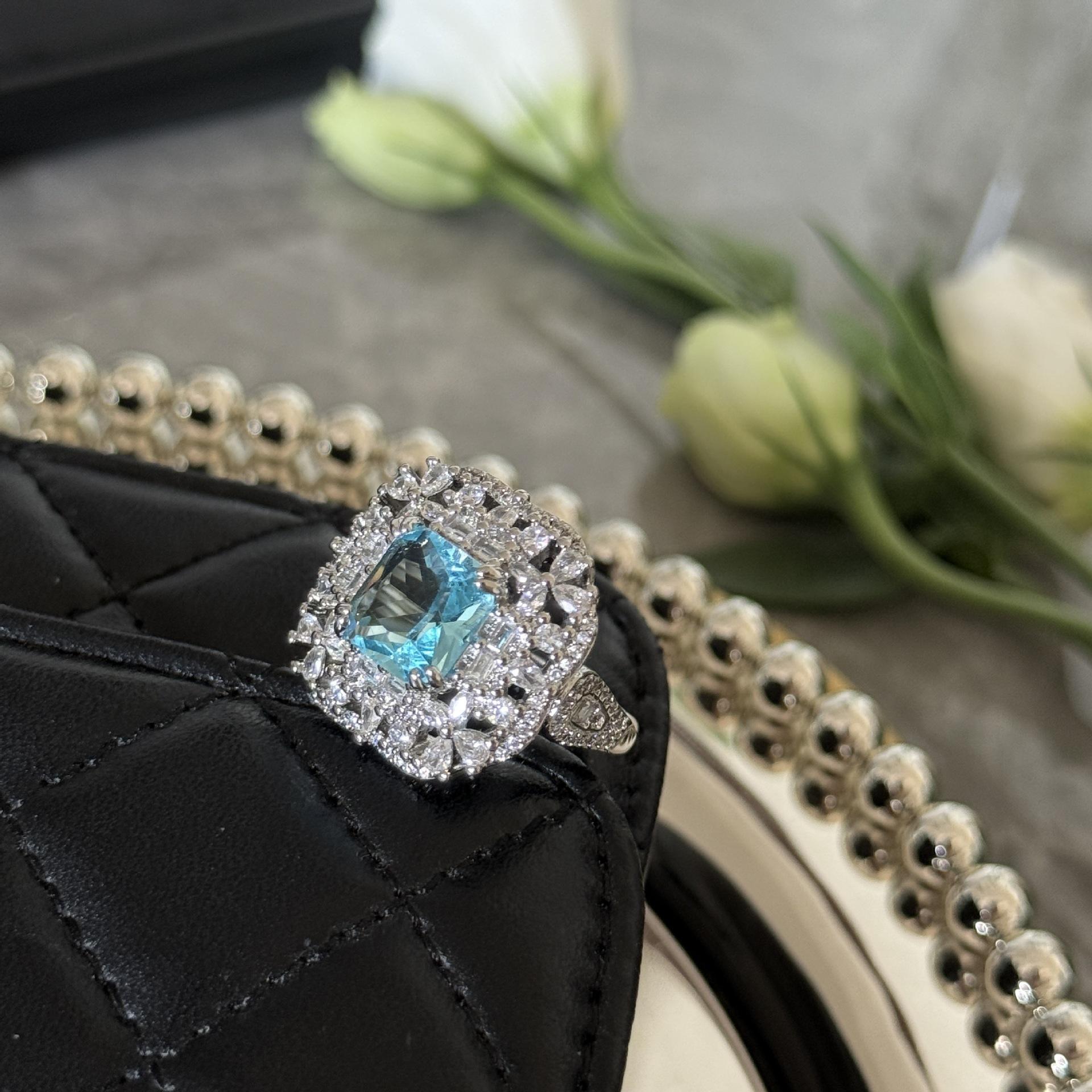 

Роскошное кольцо-сокровище премиум-класса цвета морской волны, женское, открытое, регулируемое, легкое, роскошное, розовое, ювелирное изделие Opening adjustable