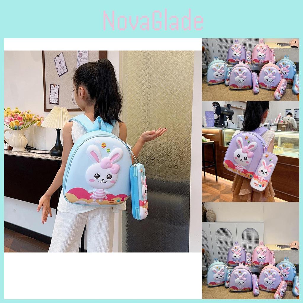 Adorable New Children's Backpack Set Featuring Cute Cartoon Bunny Pencil Case In Various Colors