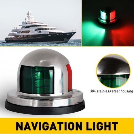 LED Boat Lights Navigation Red/Green Left/Right Chrome Finish 12V Universal Bow