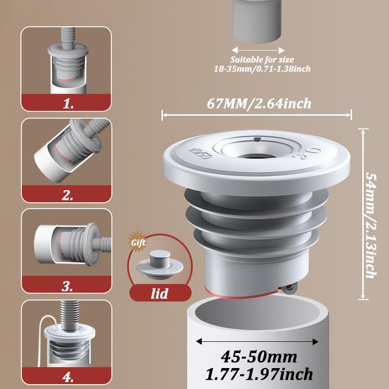 

Силіконове Кільце Ущільнювача Каналізації для Ванної Кімнати Заглушка для Каналізаційної Труби Мийки Кухонної Раковини З єднувач для Підлогового Зливу Пральної Машини Захист від Запаху Захист від Протікання Стопор