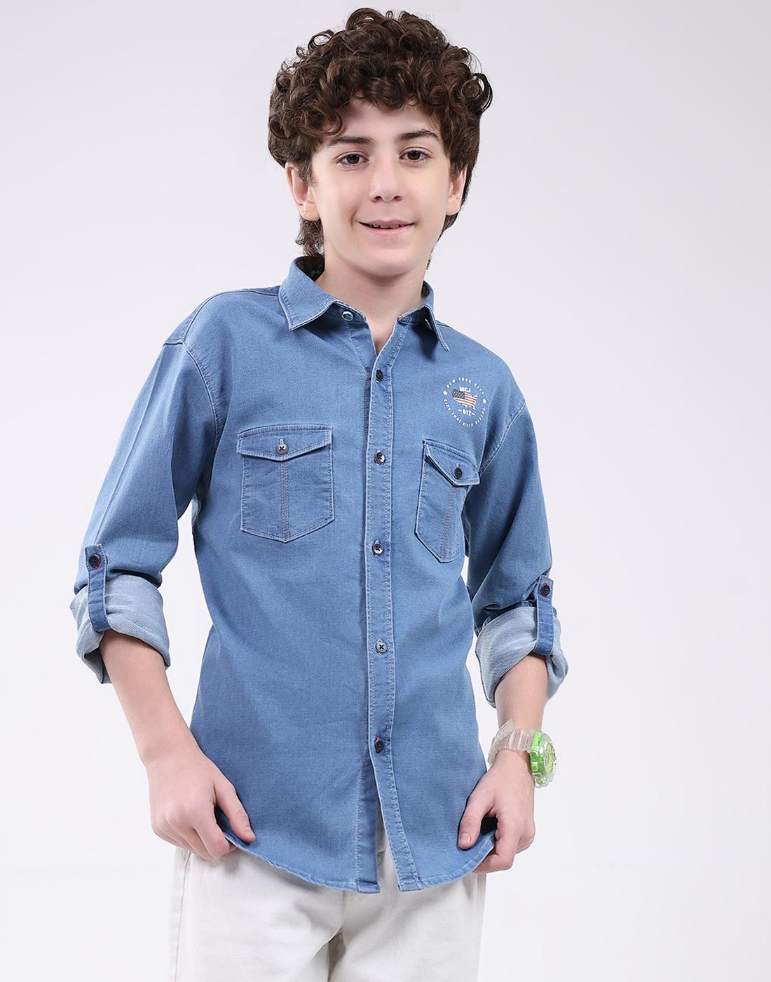 Monte Carlo Boy s Collar Neck Full Sleeve Shirt 4-5 Years