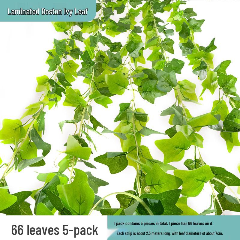 Rattan Air Conditioning Pipe Cover with Artificial Green Vines and Leaves