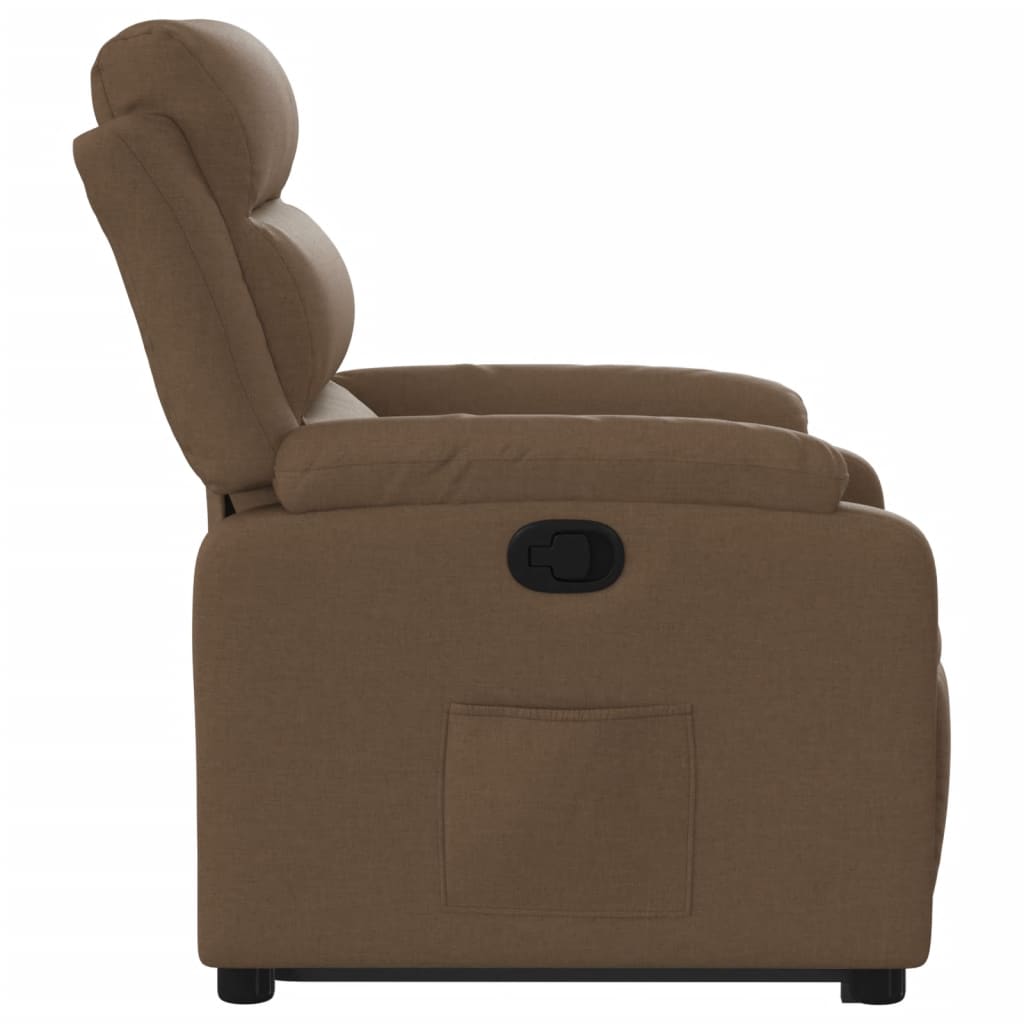 Recliner Chair with Lift Assistance Brown Fabric