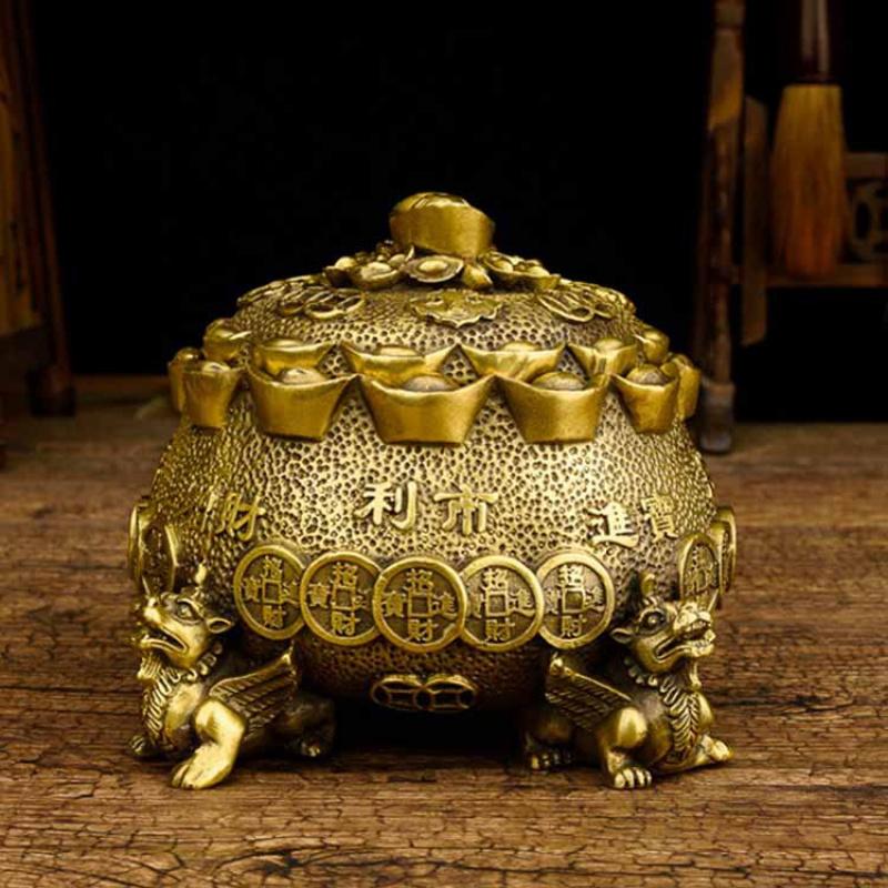Copper Treasure Bowl Ornament Pixiu Living Room Housewarming Gift Metal Craft