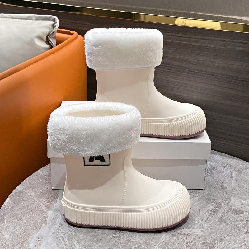 Fashion Winter Mid-tube Beam Mouth Fashion New Women's Rain Boots Fashion Thick Sole Anti Slip Ladies Rain Shoes Outdoor Non-Slip Shoes