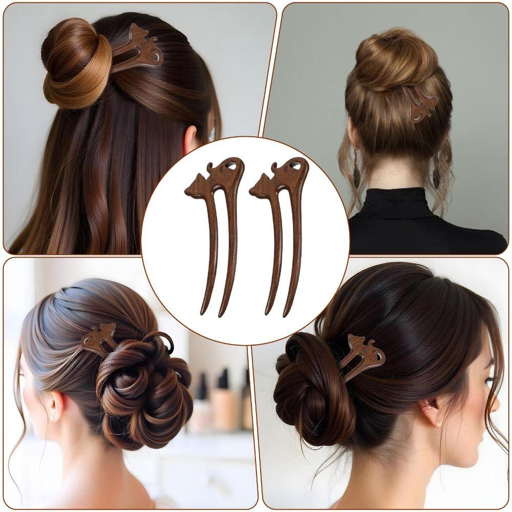 Vintage Styl U-vidličky do vlasů Dřevěné vidličky do vlasů Tradiční čínský styl Vlasová spona Drdolový účes