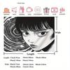 VIKAMA Junji Ito Stil Uzumaki Wandteppich Schwarz Weiß Horror Manga Mädchen Wirbel Print Wandbehang für Schlafzimmer Otaku Zimmer Dekor