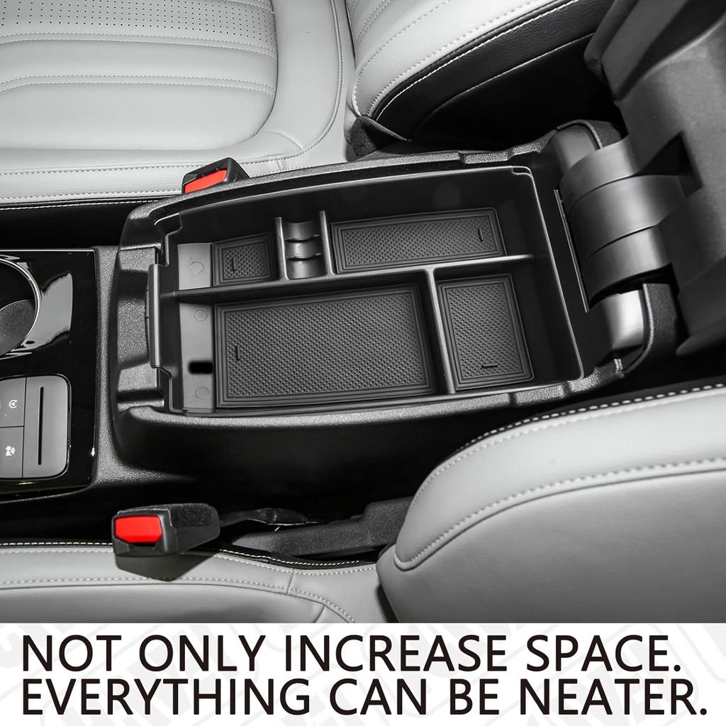 Center Console Organizer Tray Compatible With Ford Escape -2026/Bronco Sport -2026 Accessories, Ert Container ABS Secondary Armrest Storage Box (Not