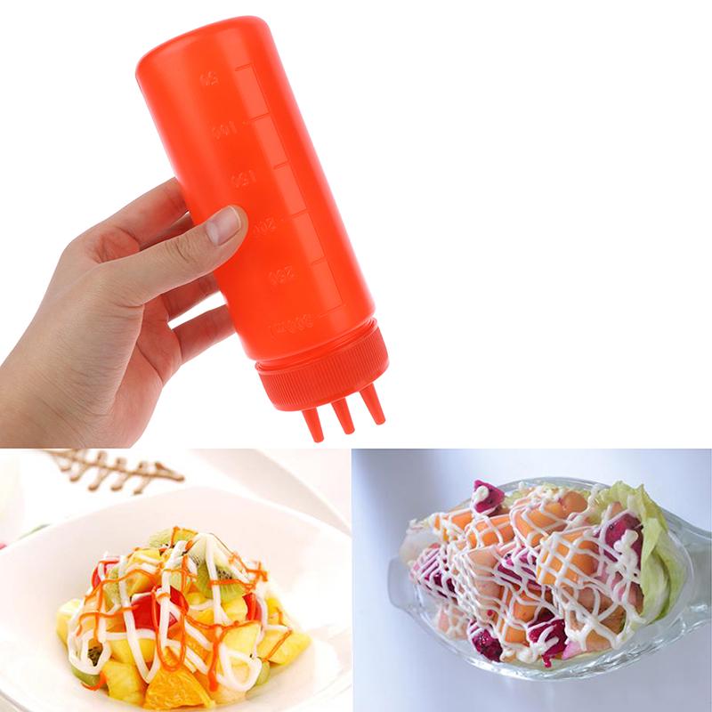 3 Hole Squeeze Bottle Sauce Vinegar Oil Ketchup Gravy Cruet Condiment Dispenser