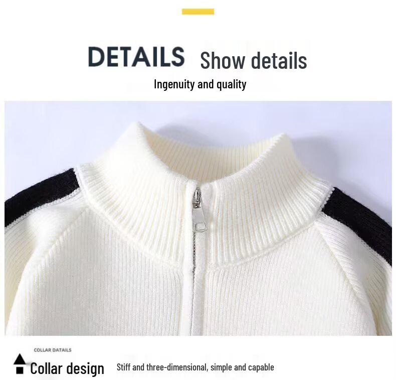 Men's Casual Zipper Stand Collar Sweater - Loose, Thick Knit for Autumn/Winter