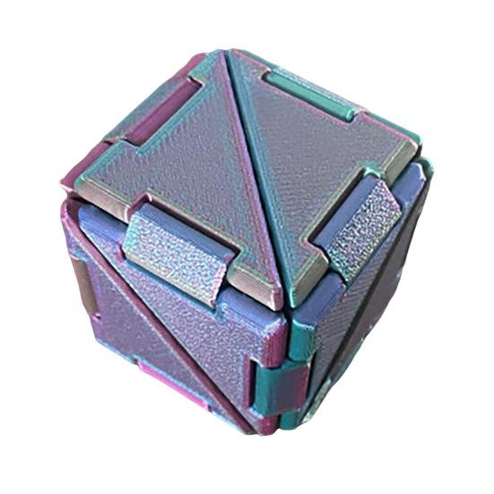 3D Printed Stress Relief Cube Toy Brain Teaser Deformable Puzzle Cube Desk Toy Teens Adults Calming Decompression Flipping Sensory Toy