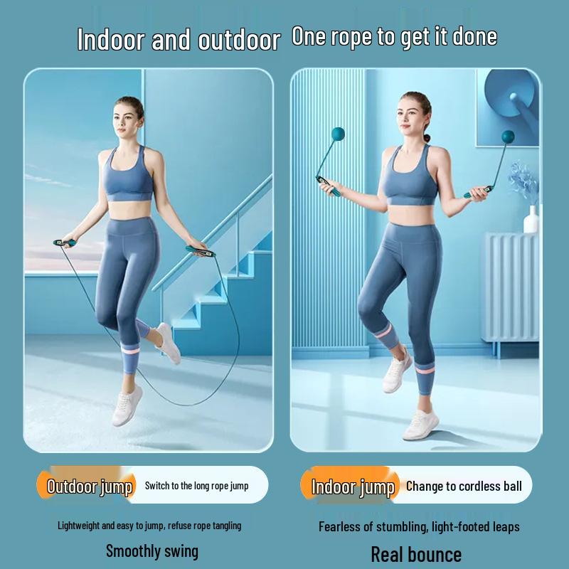 Wireless Cordless Weighted Jump Rope with Large Ball - Smart Fitness for Women