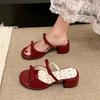 Fashion Summer Thick Heel Women Slippers Elegant Open Toe Dress Slides Ladies Concise Dancing Party Prom Shoes Claquettes Femmes Luxe
