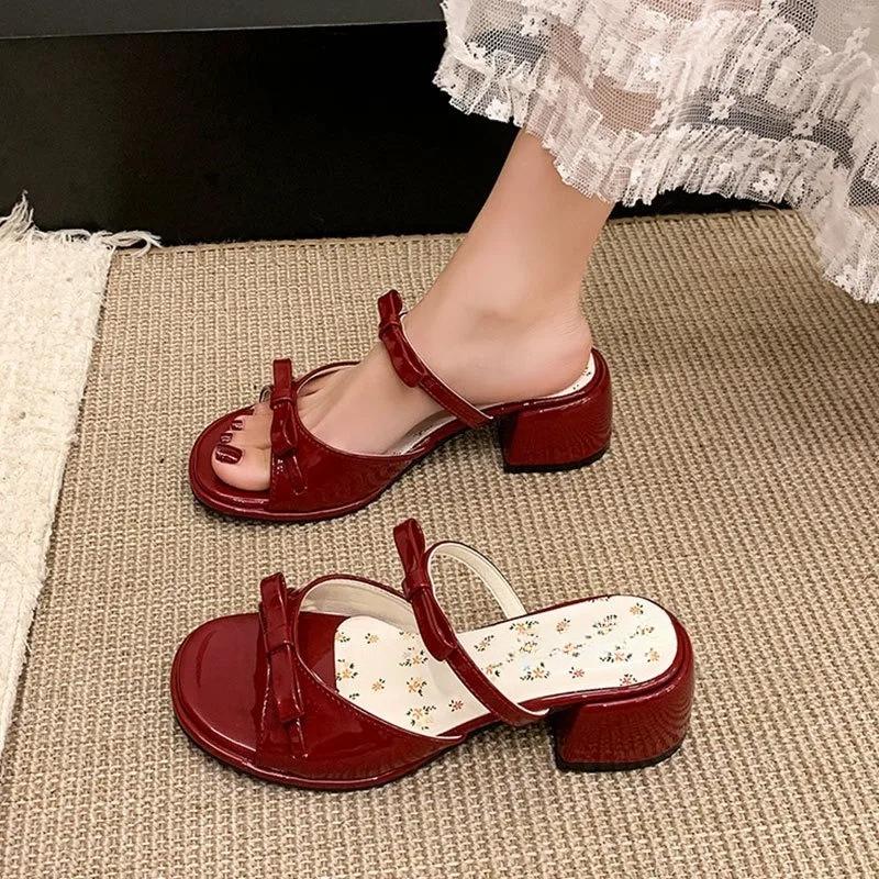 Fashion Summer Thick Heel Women Slippers Elegant Open Toe Dress Slides Ladies Concise Dancing Party Prom Shoes Claquettes Femmes Luxe