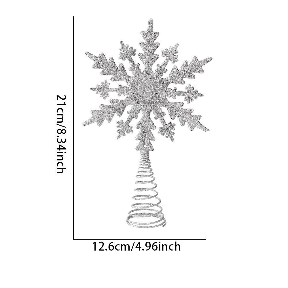 

Hollowed-out Christmas Tree Top Snowflake Decoration 3D Xmas Props Christmas single layer silver