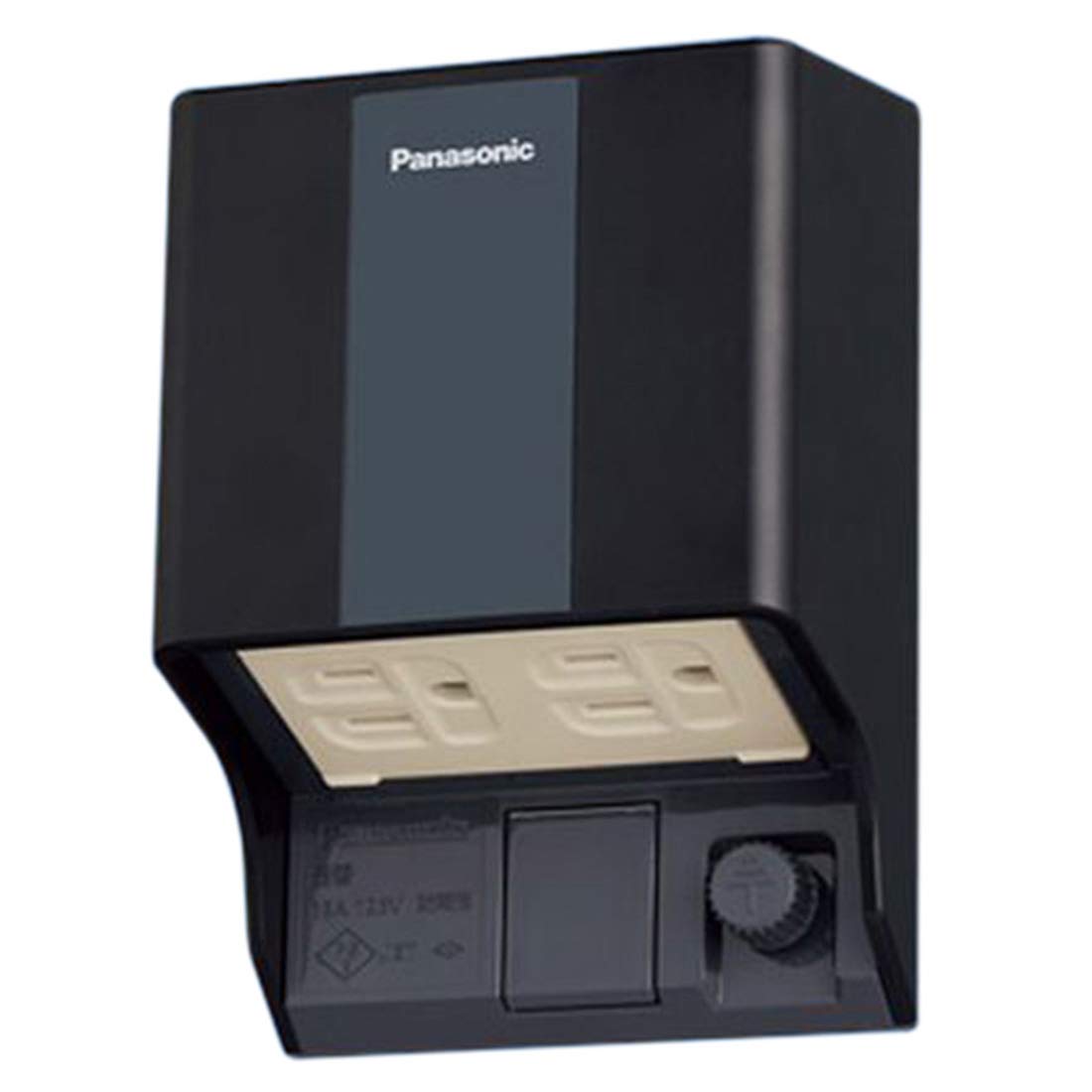 

Panasonic Smart Grounding Waterproof Double Outlet with Earth Terminal for Exposed and Recessed Use Black WK4632B