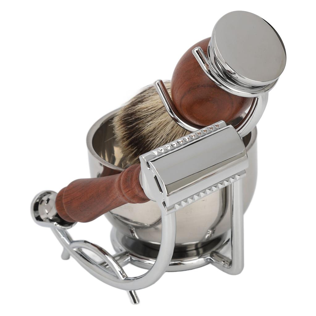 Manual Beard Trimmer Kit Alloy Beard Brush Trimming Stand Bowl Kit Stand Kit for Men Male