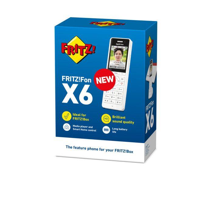 AVM Fritz!Fon X6 Blanco International DECT Schnurloses Telefon Full Duplex HD, Farbdisplay, Kompatibel mit Fritz!Kiste mit Boden