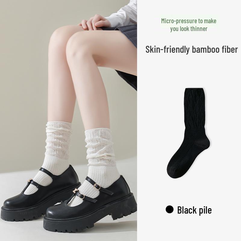 Acheng Women s Thin Mesh Socks - Mid-Calf and Over-the-Knee, Sweat-Absorbing, Slimming Style for Spring/Summer. One Size (Cooling Bamboo Fiber)