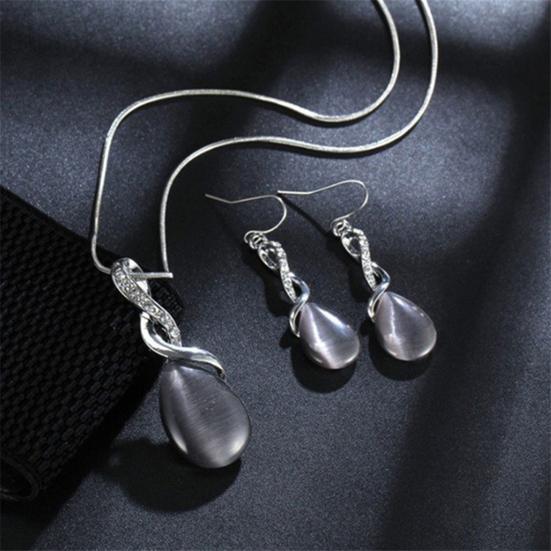 

1 компл., комплект ожерелья и сережек для невесты, кулон в форме капли воды, витое кольцо со стразами, роскошные гипоаллергенные женские серьги-крючки для девочек, свадебные украшения, подарок