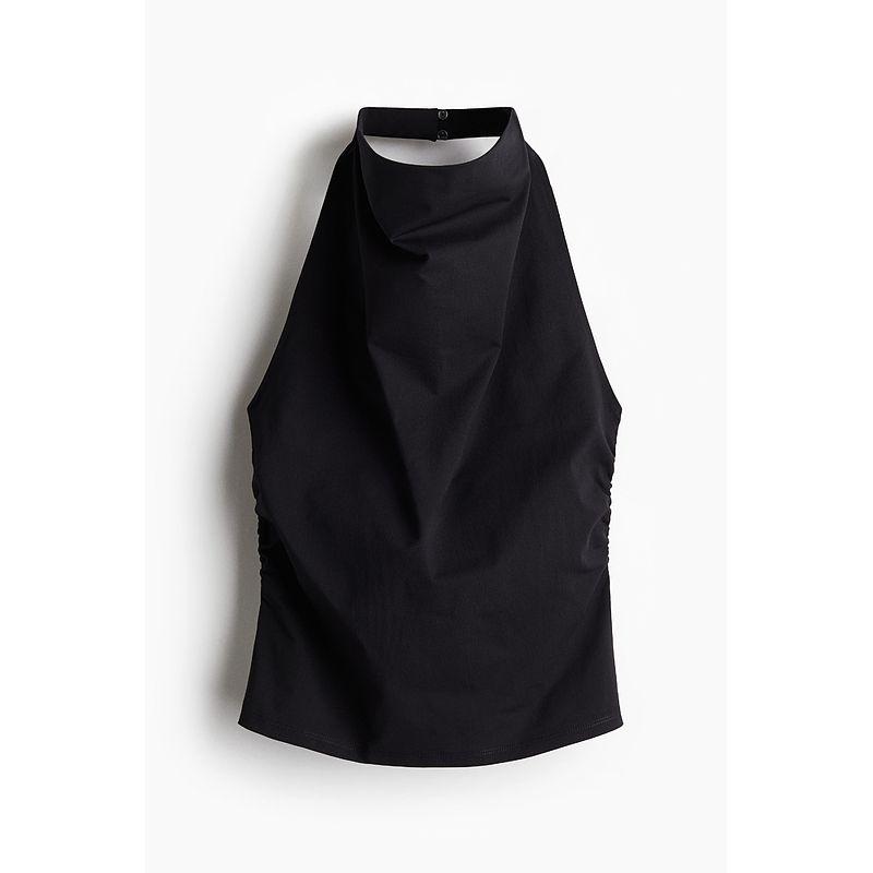 

HM 2025 Summer New Arrival Women s Draped Halter Top 1290398 Black 155/80