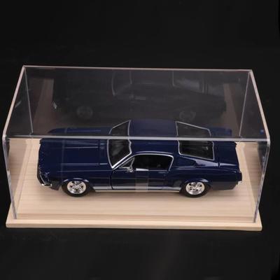 Acryl Vitrine Schutzhülle mit Holzsockel Staubdichte Aufbewahrungsbox für 1:24 maßstabsgetreue Modellautos