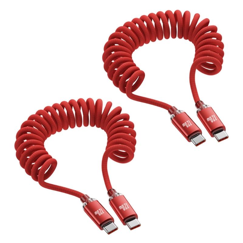 Fast Power Cable 120W USB C to Type C Spring Reinforced Body Anti Break Design Suitable for Mobile Devices Charging