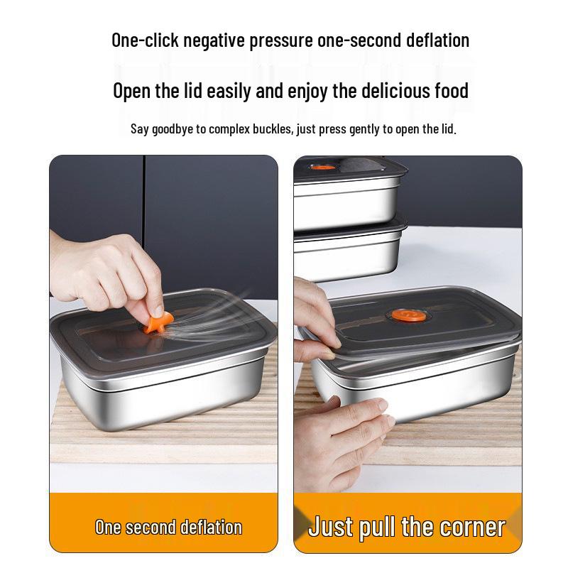 316 Stainless Steel Airtight Food Storage Lunch Box with Lid, Food Grade Square Bento Organizer