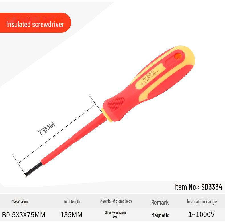 Kraftwell Insulated Magnetic Screwdriver Set for Electricians - Pressure-Resistant Cross & Flat Tips
