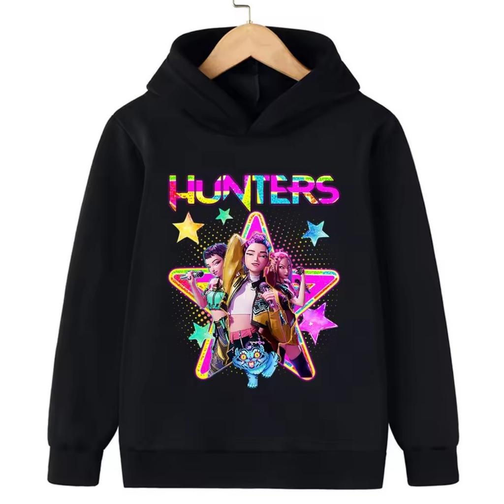 Höst KPop Demon Hunter Huntrix Tryck Barn Sweatshirt Casual Mode Flickmode Street Pullover Toppar Barnkläder