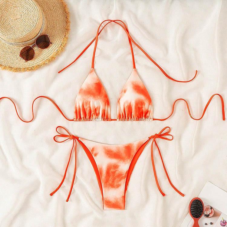 2025 Tie Dye Šněrovací Bikini Set Plážové Plavky Dámské Plavky Biquinis Tankini Femme Plavky