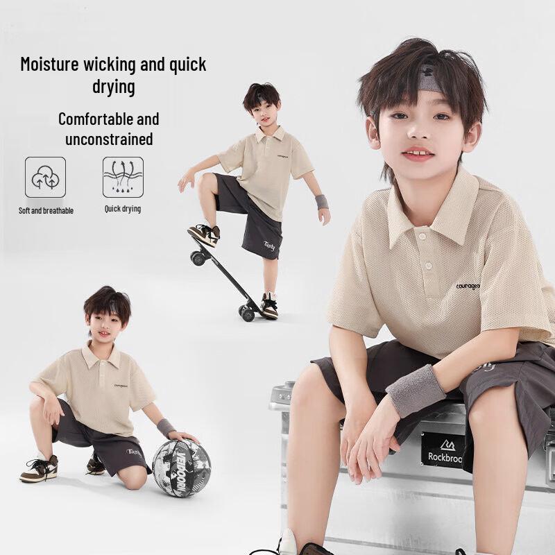 Moonkids Boys  Ice Silk Quick-Dry Polo Shirt 140cm