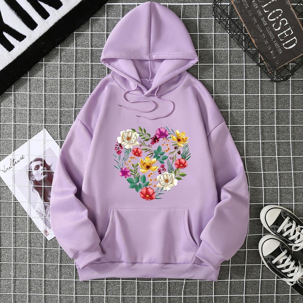 2025 Autumn and Winter New Velvet Long-sleeved Pocket Flower Pattern Sweater Supports Printed Jacket