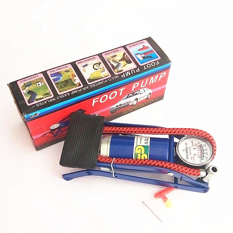 Portable Mini Bicycle Bike Foot Air Pump with tire pressure gauge High-Pressure Steel No-Slip Pump For Car Bicycle MTB Tire белый