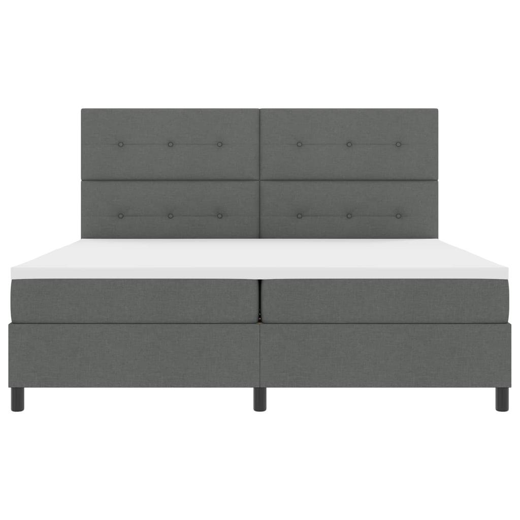 Boxspring Bed with Headboard Dark Gray 200 X 200 Cm Fabric