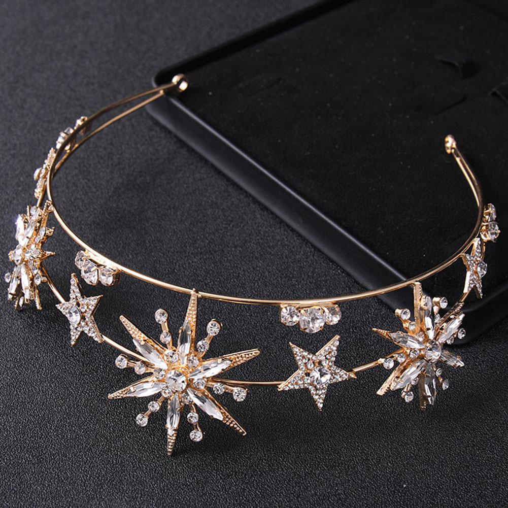 Baroque Luxury Crystal Star Headband Bridal Tiaras Crown Rhinestone Pageant Diadem Bride Hairband Wedding Hair Accessories