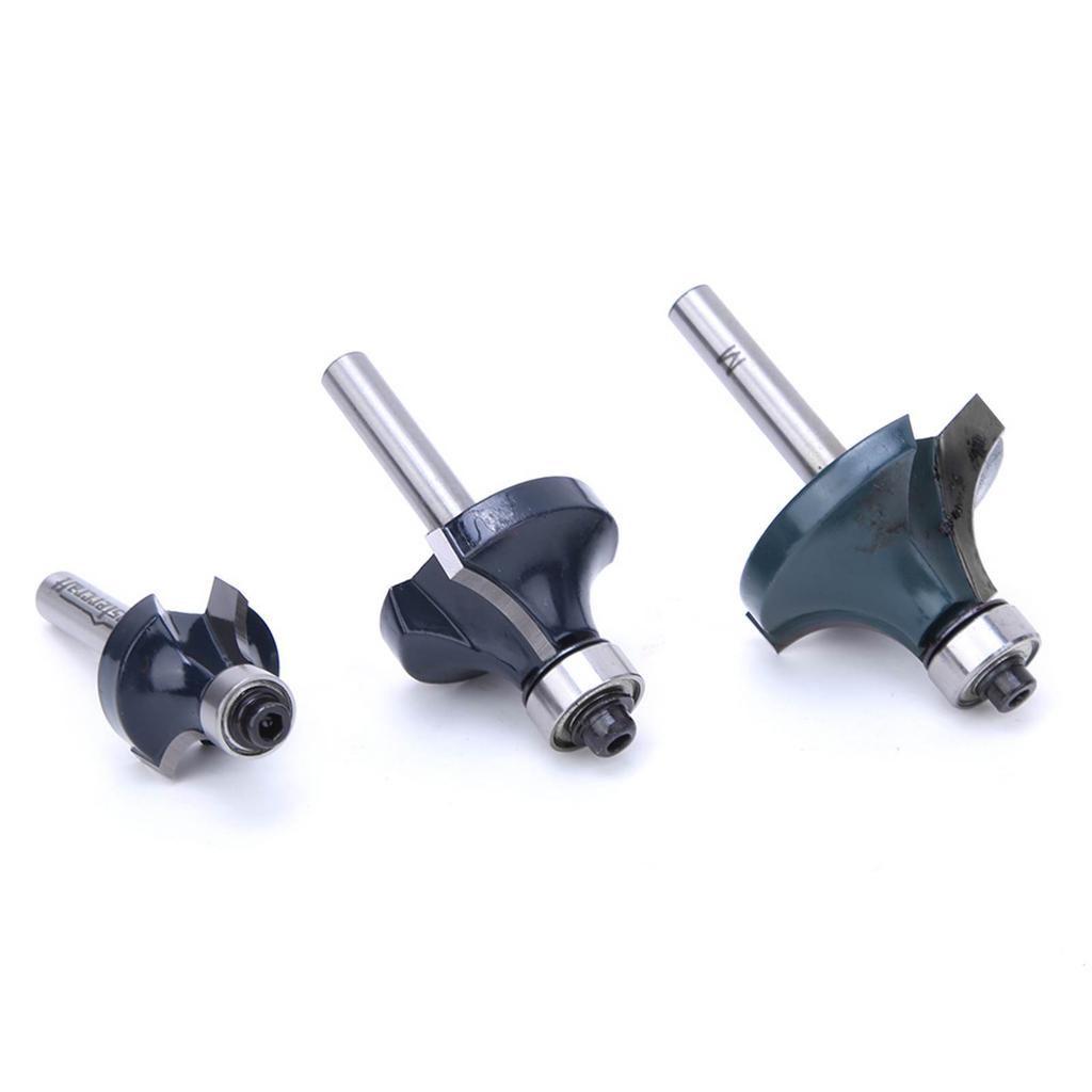 3pcs Corner Round Over Router Bit 14 Inch Shank with Bearing Woodworking Milling Cutter