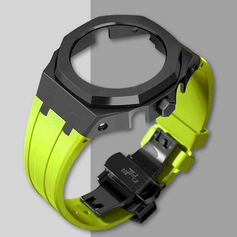 Ny Gen5 Casioak-fodral i rostfritt stål för G-Shock GA2100 Mod-kit Modifieringssats Metallram gummiband för GA2110 GAB2100