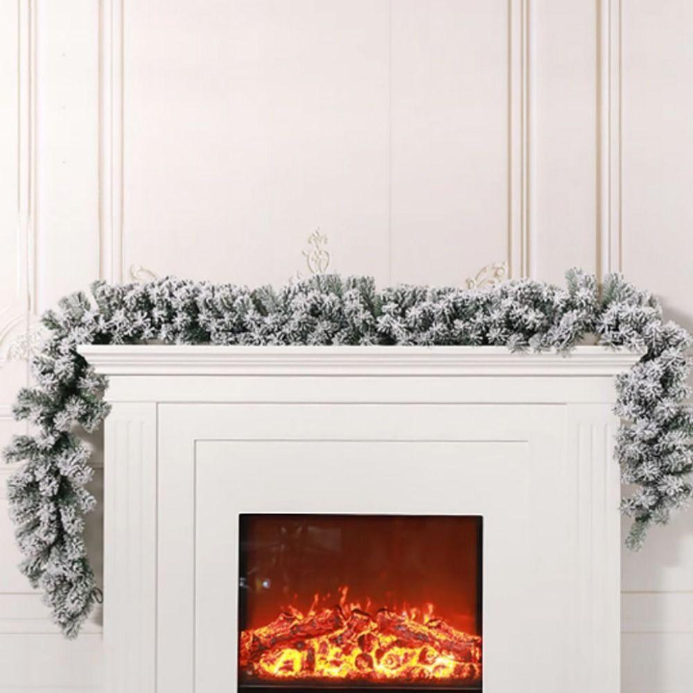 2.7M Artificial Christmas Garland PVC White Snow Cedar Velvet Rattan Simulation Flexible Pine Leaf Rattan Strip Shop Window